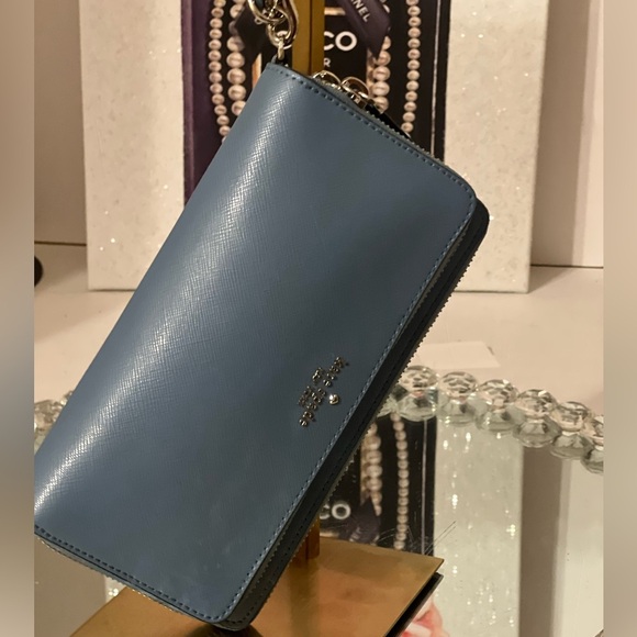 Kate Spade blue Leather Anita Patterson Drive doble zipper Wallet wrislet - Picture 13 of 17